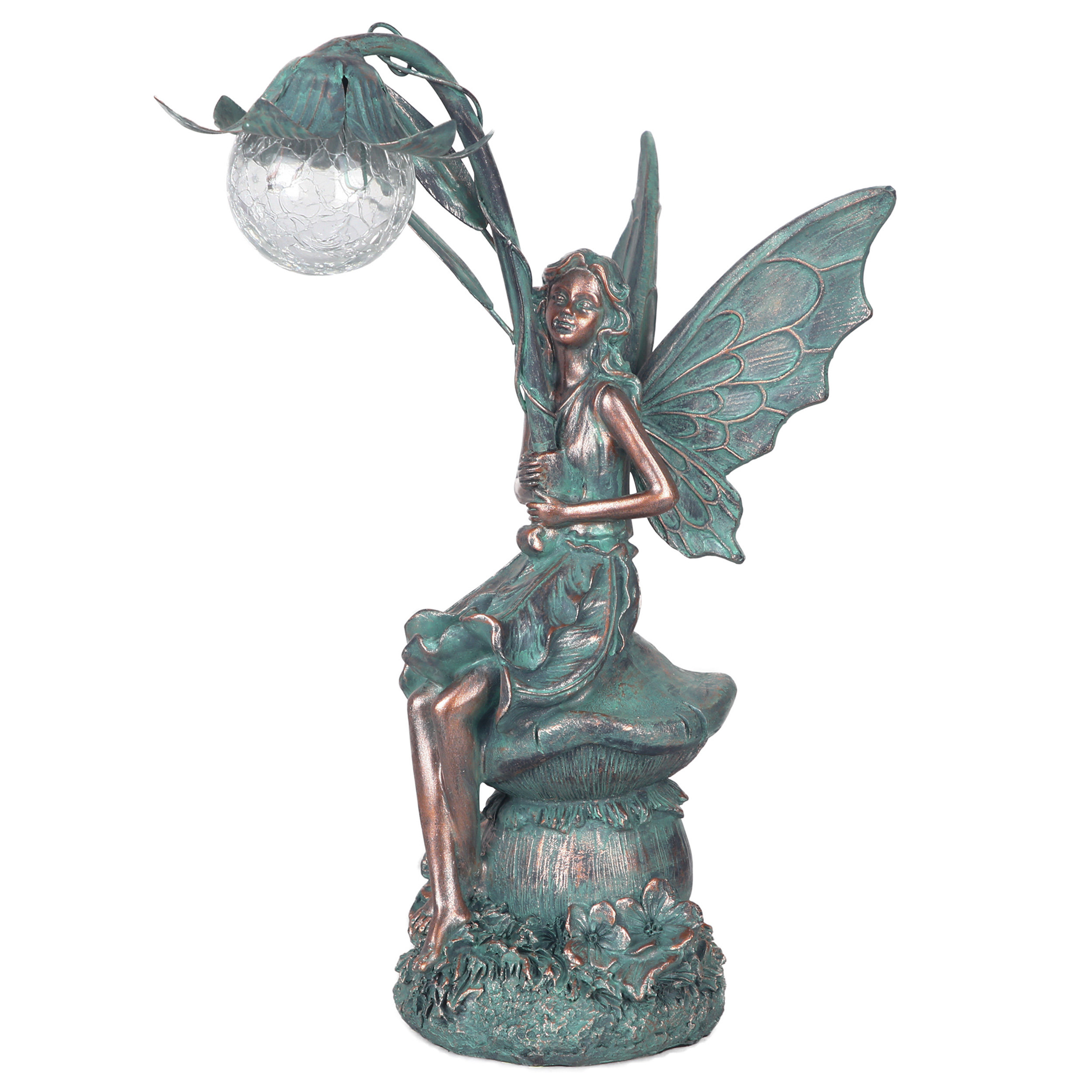 TERESA'S COLLECTIONS 13.8" Resin Fairy Outdoor Garden Statues With ...