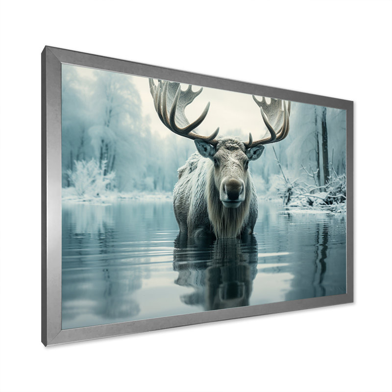 «Blue Blue Moose», impression sur toile encadrée, H 12 po x l 20 po x P 1 po, Cadre simple argenté