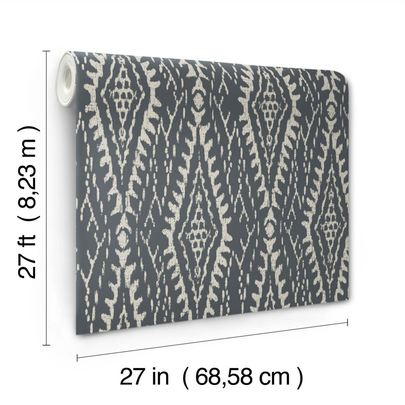 Rousseau Geometric Wallpaper Roll, Charcoal