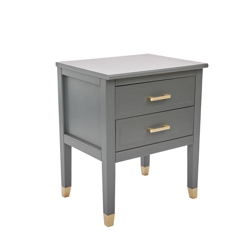 Cormac 50cm W Solid + Manufactured Wood Bedside Table, Grey