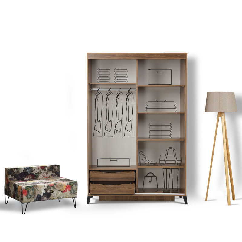 Armoire Suellen, H 85 po x l 47,2 po x P 23,6 po, Noyer