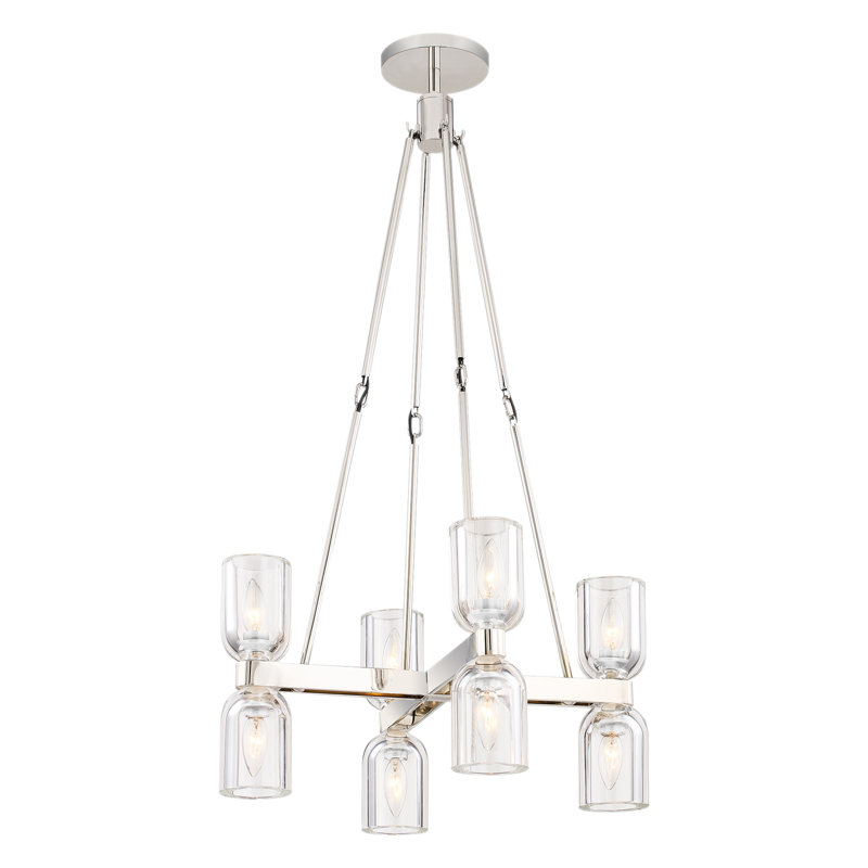 Lucian 8 - Light Chandelier, Polished Nickel/Clear Crystal