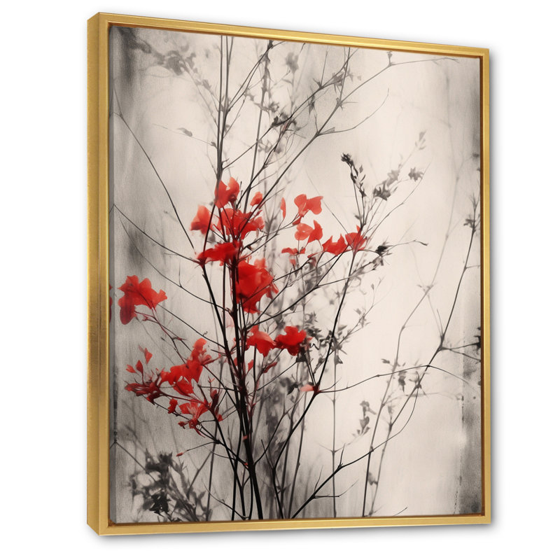 Red Grey Herb Garden II, Gold Floater Framed, 20" H x 12" W x 1.5" D