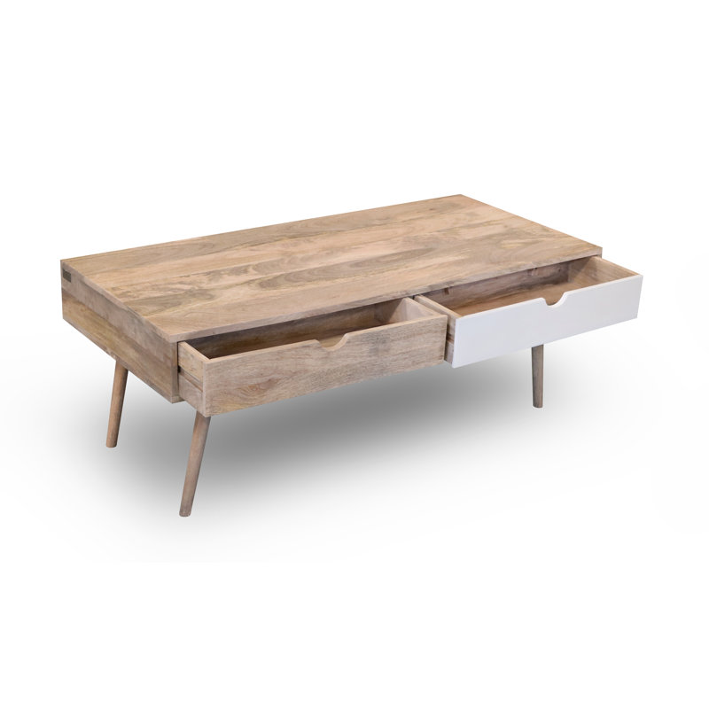 Rousseau Solid Wood Four Leg Coffee Table, White