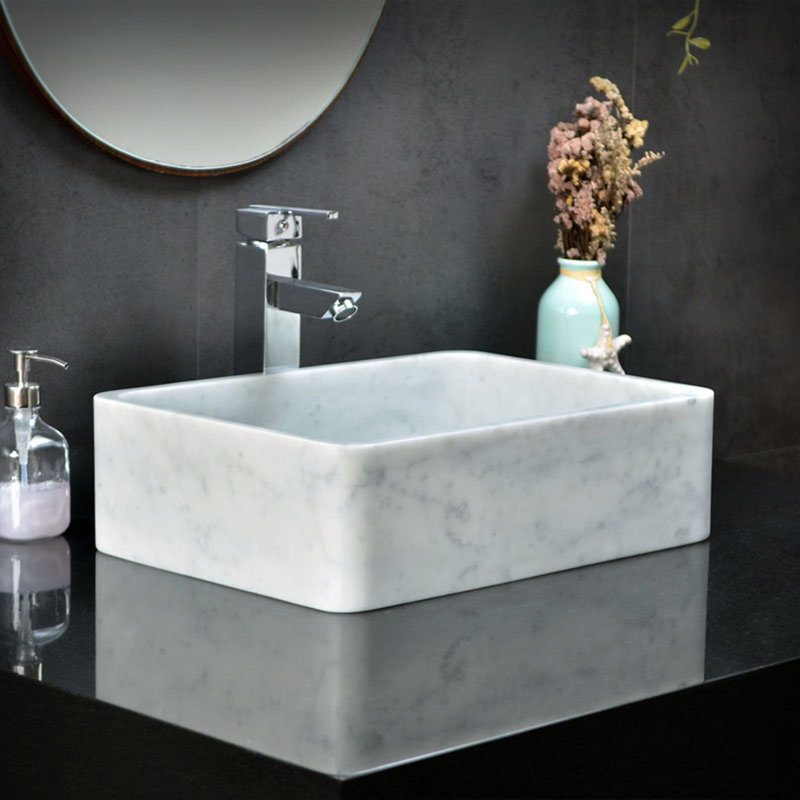 AA Warehousing 12.8'' White Stone Rectangular Bathroom Sink