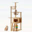 Tour à chat 59 po en bois moderne avec poteaux à griffer en sisal, perchoir supérieur et hamac en acrylique pour chats d'intérieur de toutes tailles