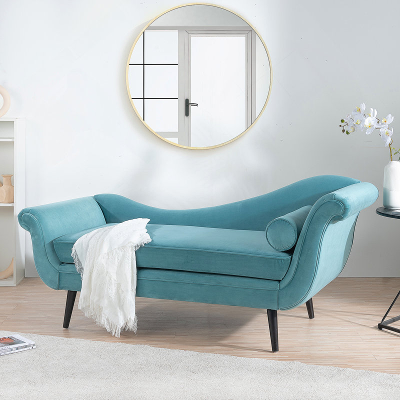 Chaise longue avec accoudoirs à volutes, Vert
