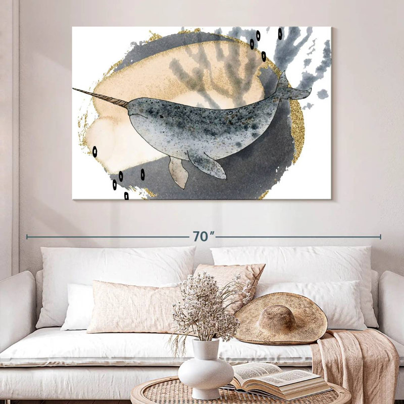 Brampt Boho Style Narwhal, 34" H x 51" W