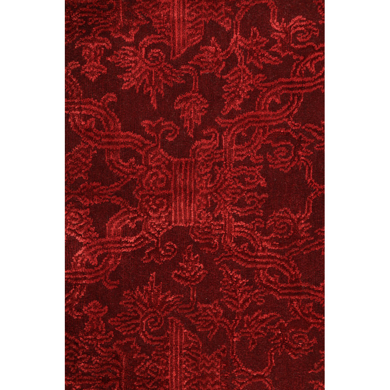 Rug & Kilim’S European Style Rug In Burgundy With Floral Patterns, Retangle 37' x 49'