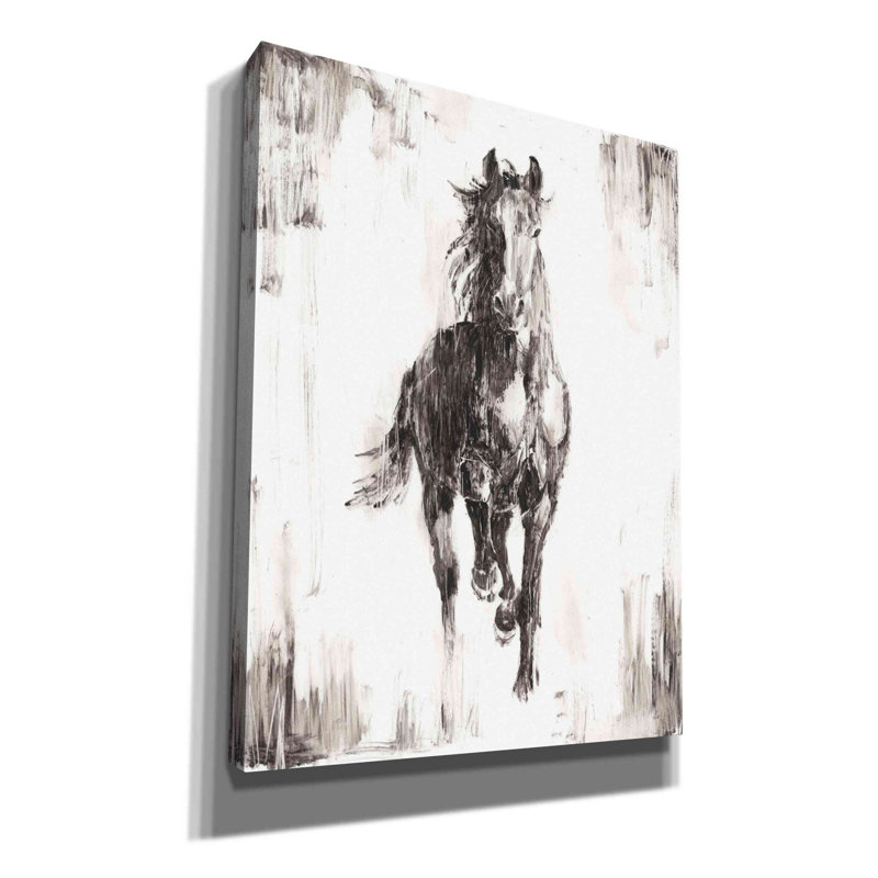 Toile grise Canora «Rustic Black Stallion I» par Ethan Harper, H 34 po x l 26 po x P 1,5 po