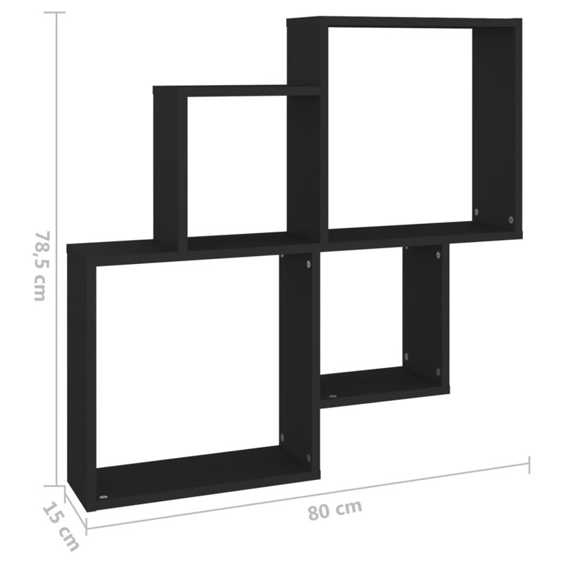 Gleora 4 Piece Square Cube Shelf, Black