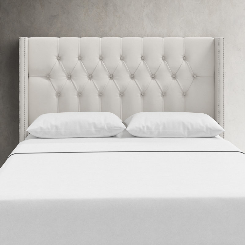 Knighten Upholstered Headboard, Twin, Bella Light Gray Performance Velvet