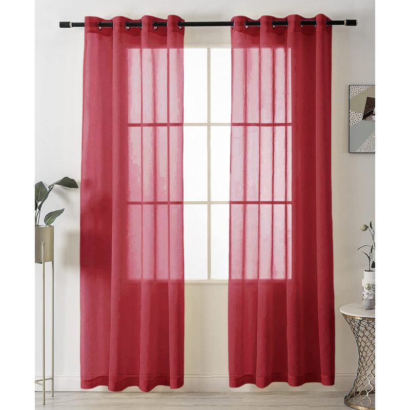 Alohna Sheer Curtain Pair, Burgundy