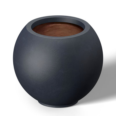 Petit pot à fleurs / pot rond en béton avec trous de drainage