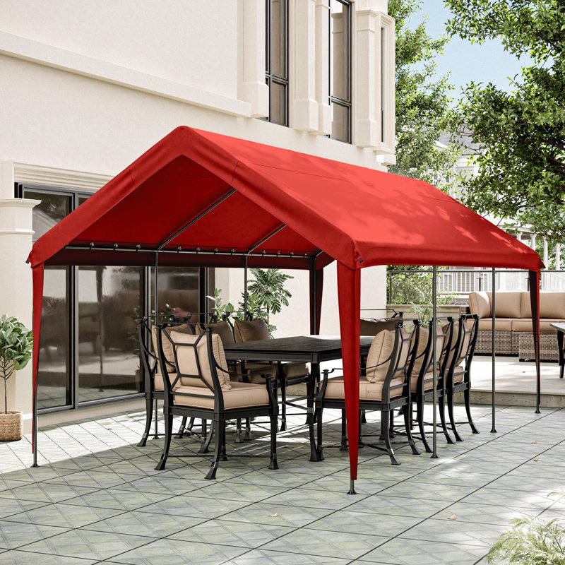 10 X 20 Ft Canopy Replacement Cover, Carport Roof Cover Only (Frame Is Not Included), Red