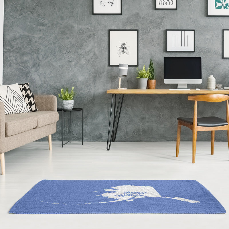 Tapis de maison bleu ancrage doux, Rectangle 5 pi x 7 pi, Oui
