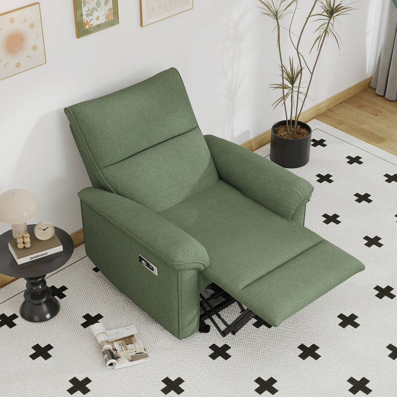 Fauteuil inclinable électrique avec port USB, Velours vert foncé