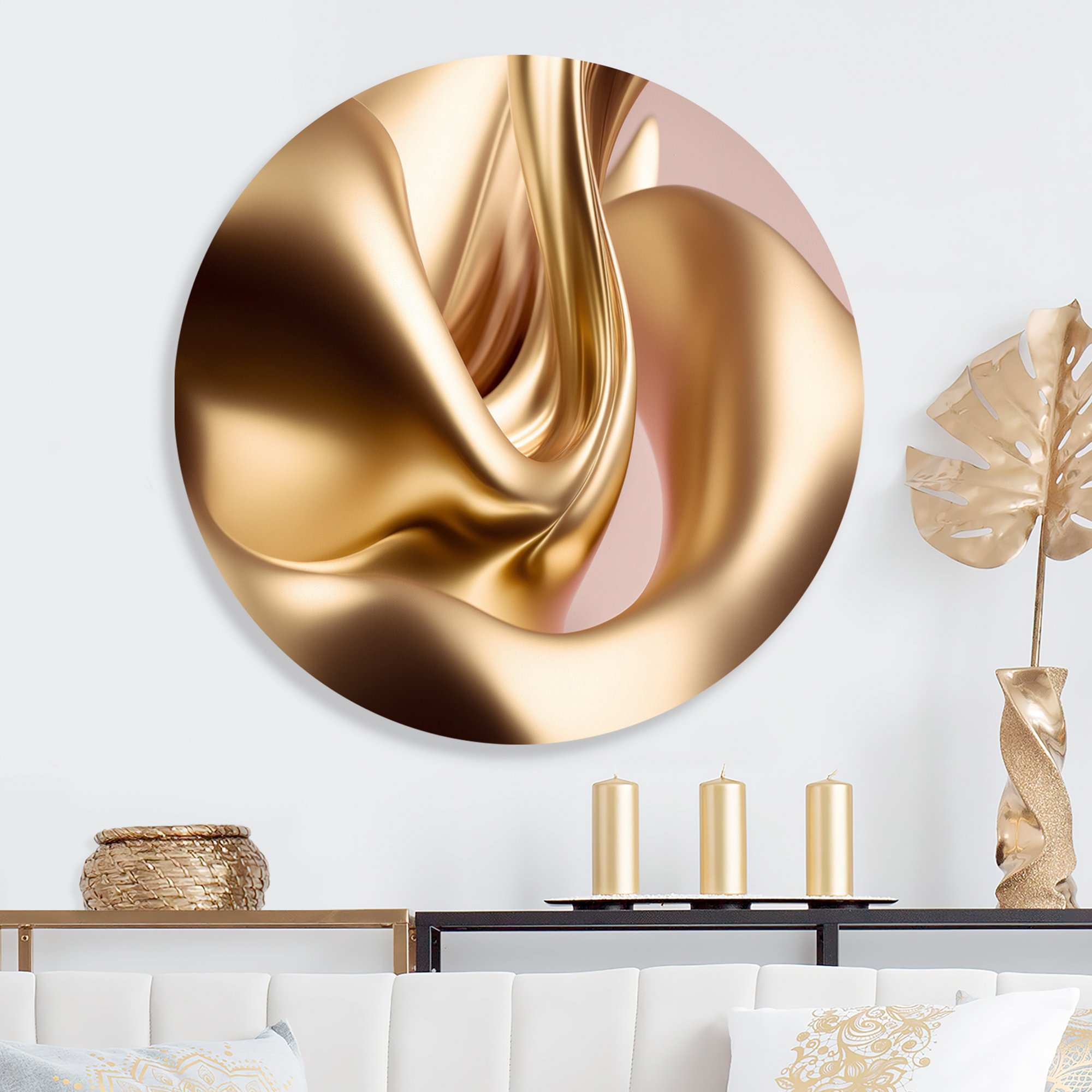 Smooth Liquid Gold in Soft Shades of Gold and Taupe II - Unframed Print Mercer41 Size: 16 W x 16 H