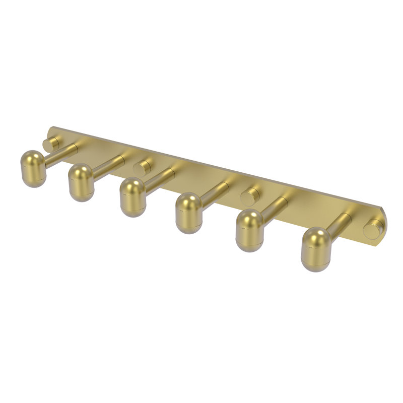 Itzhak 6 Position Wall Mounted Hook Rack, Satin Brass