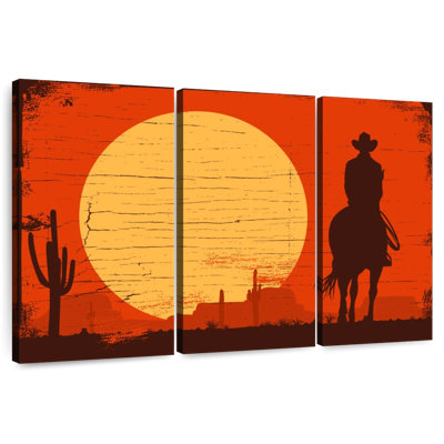 Silhouette de cowboy au coucher du soleil