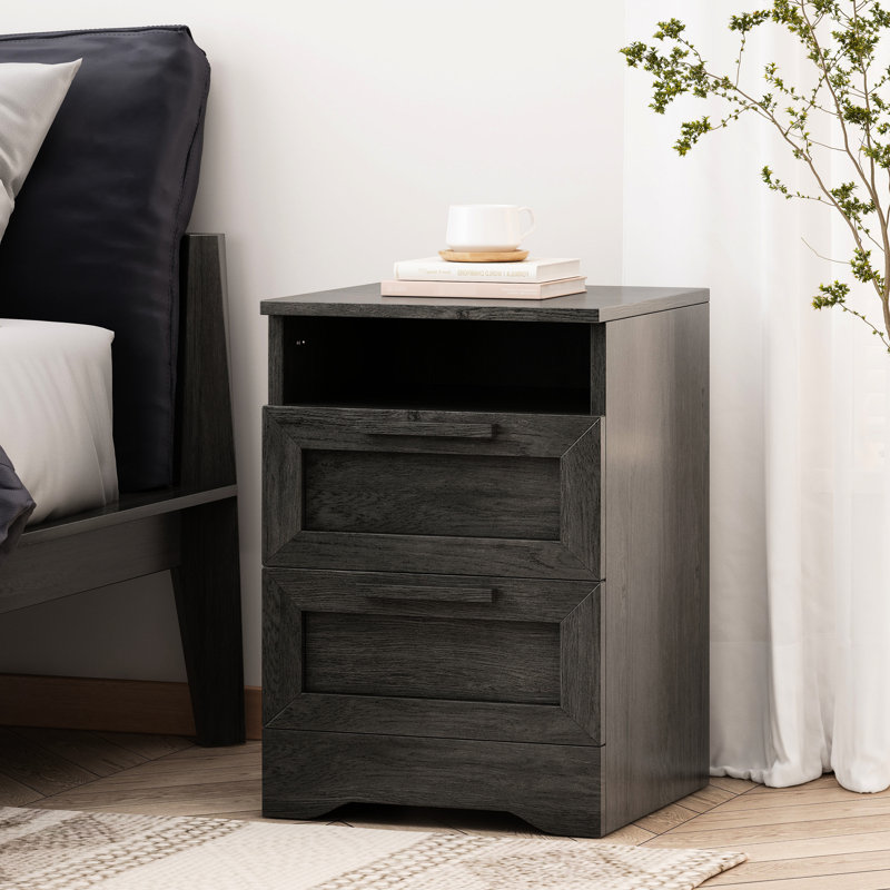 2 Table de chevet à thème rustique, gris, aspect de tablette de rangement enchanteur, polyvalente