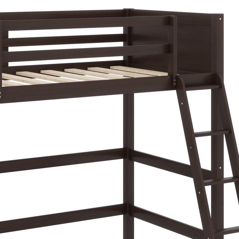 Wood Loft Bed With Ladder, Espresso
