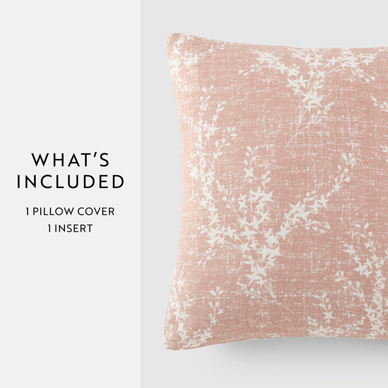 Willow Square Cotton Throw Pillow Set with Floral Patterns