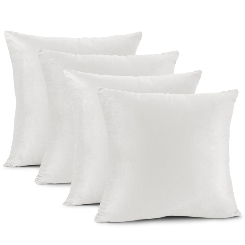 Nestl Velvet Decorative Throw Pillow Cover 4-Pack, White, 24"H x 24"W