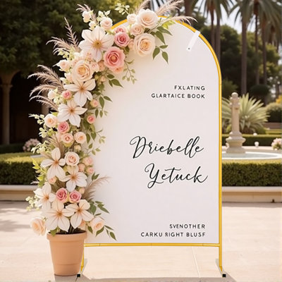 Wedding Sign Holder, Adjustable Welcome to Our Wedding Sign Stand with 2 Leather Sign Hanging Straps, Wedding Seating Chart Stand for Party, Baby Shower, Graduation Ceremony(Posters Excluded)
