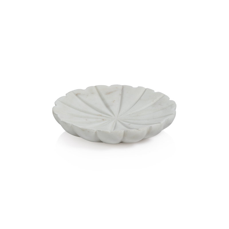 Ensemble de 2 assiettes décoratives en marbre Riu, Blanc