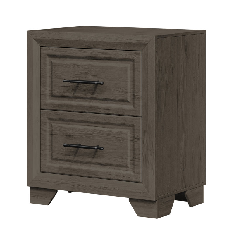 Table de chevet 23 po avec 2 tiroirs, Gris