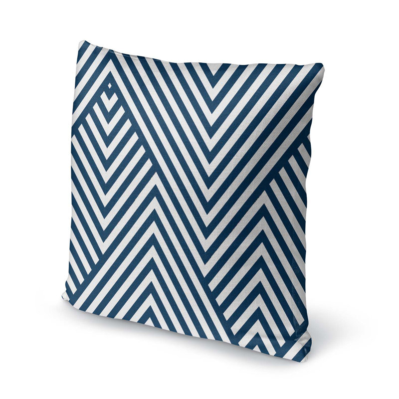 Nautical Chevron Cotton Blend Outdoor Reversible Throw Pillow, 24" x 24"