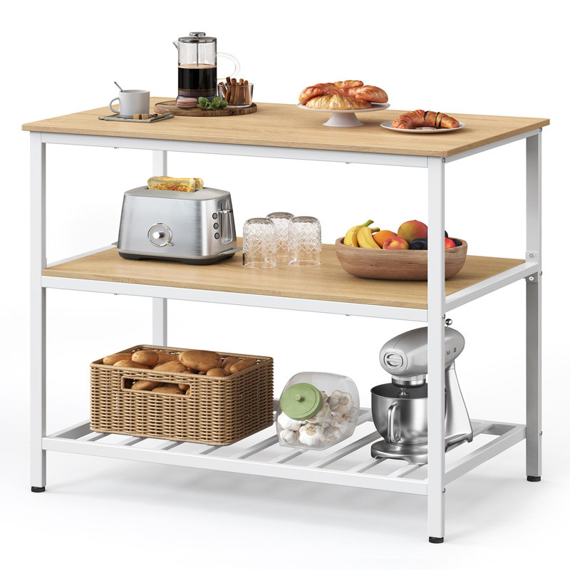 Îlot de cuisine l 39,4 po, Chêne / Blanc