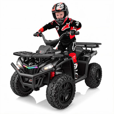 Alex 24V ATV 4 Wheeler for Kids 3-6, Electric Ride Quad, roues motrices, moteur double, lumières avant et roues, siège réglable, lecteur de musique MP3, pédale de pédale pour débutants
