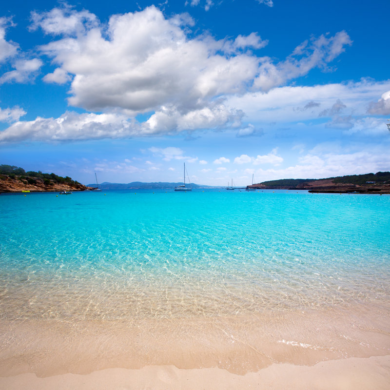 Ibiza Cala Bassa Beach - Wrapped Canvas Print, 51cm H x 51cm W x 3.8cm D