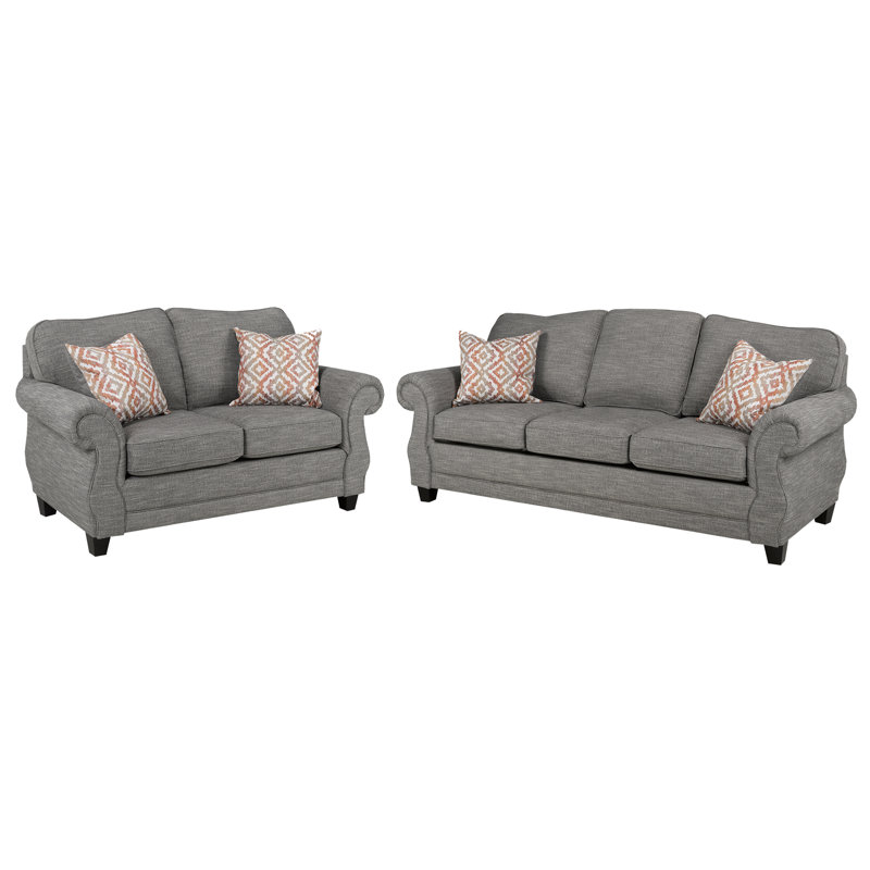 Baskerville Fabric Sofa & Loveseat Set, Gray