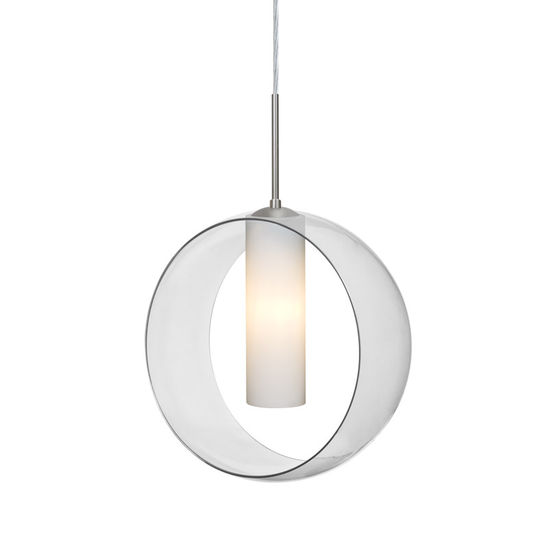 Luminaire sphère suspendu 1 lumières simple Anthony, Nickel satiné, Transparent