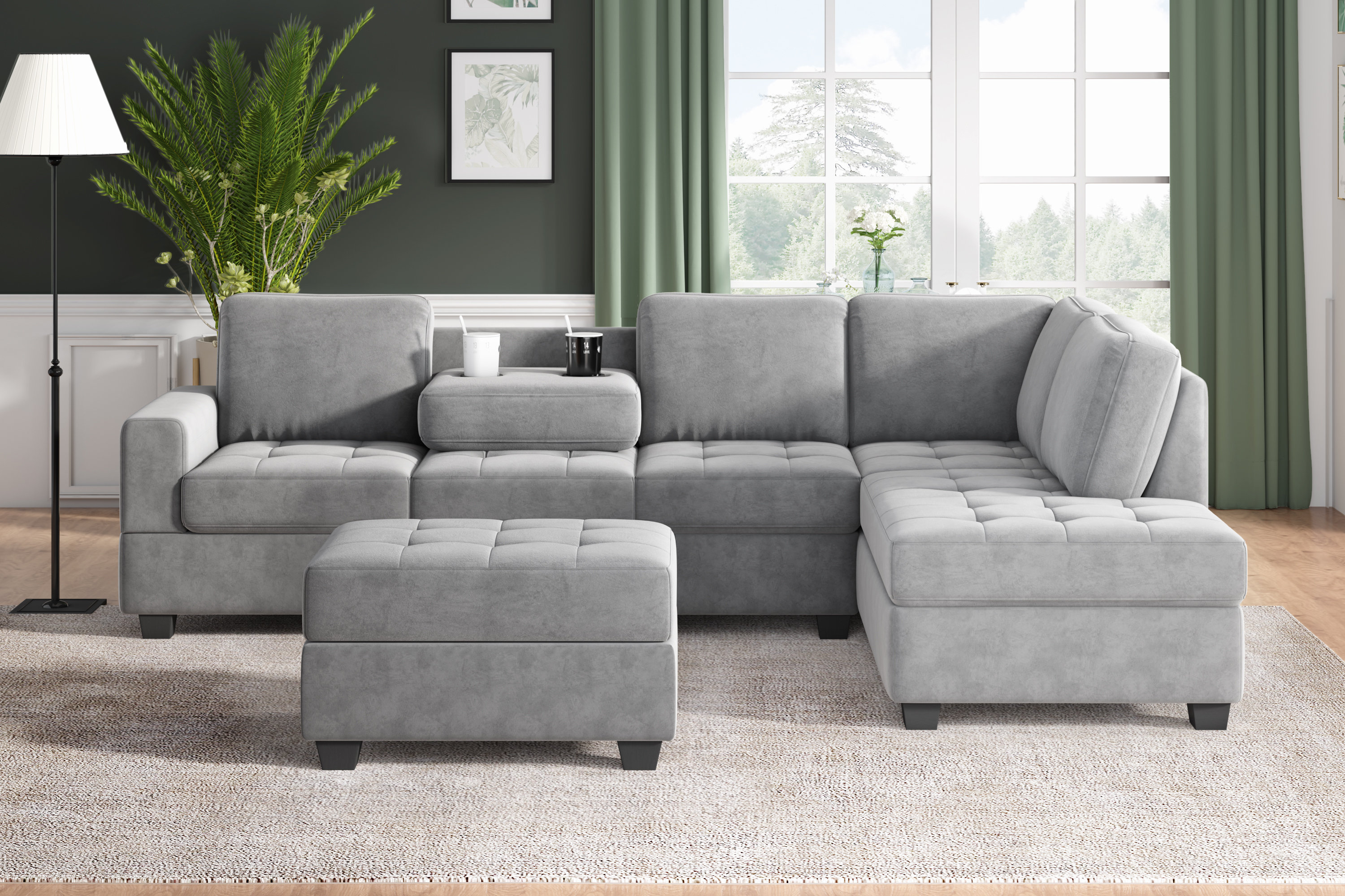 Urban 3 Piece L-Shaped Sectional, Sofa With Chaise