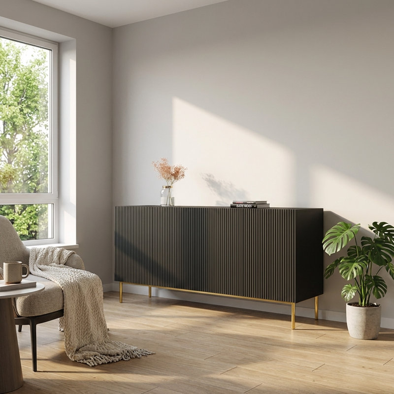 Buffet Nicole 74,8 "avec finition mate, Noir