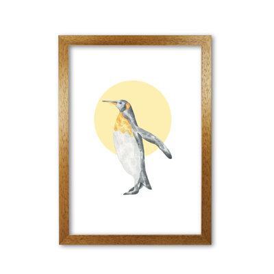Watercolour Penguin With Yellow Circle - Painting