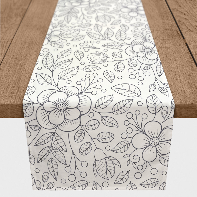 Chemin de table floral, 72 po x 16 po, Gris foncé