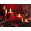 Bougies lumineuses rayées scintillantes avec poinsettia et nœud de Noël