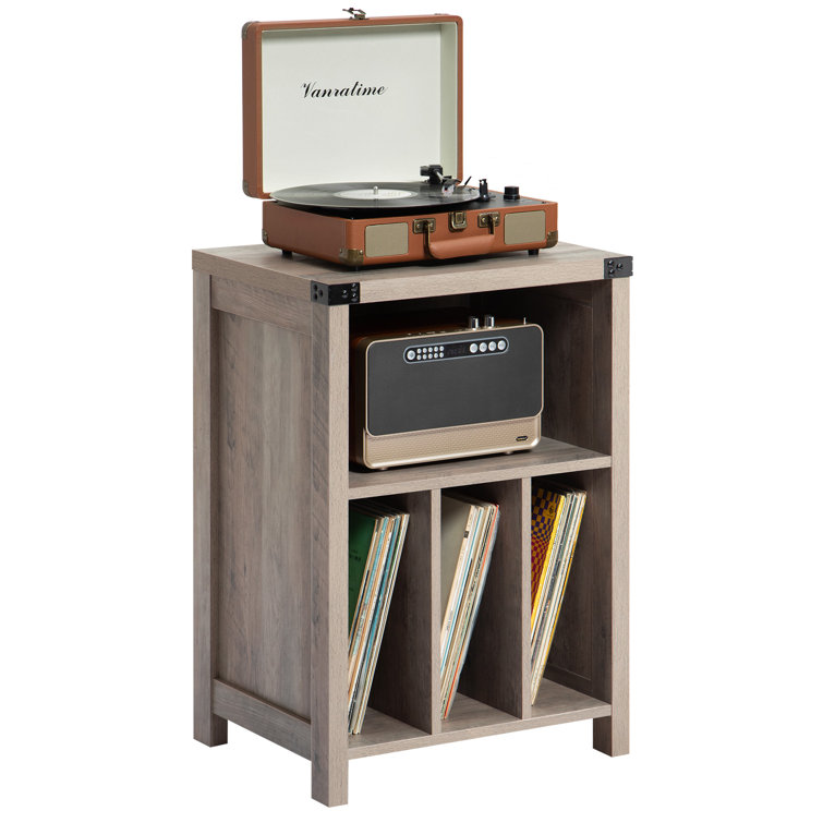 Millwood Pines Record Player Stand with LED Lights, Large Vinyl