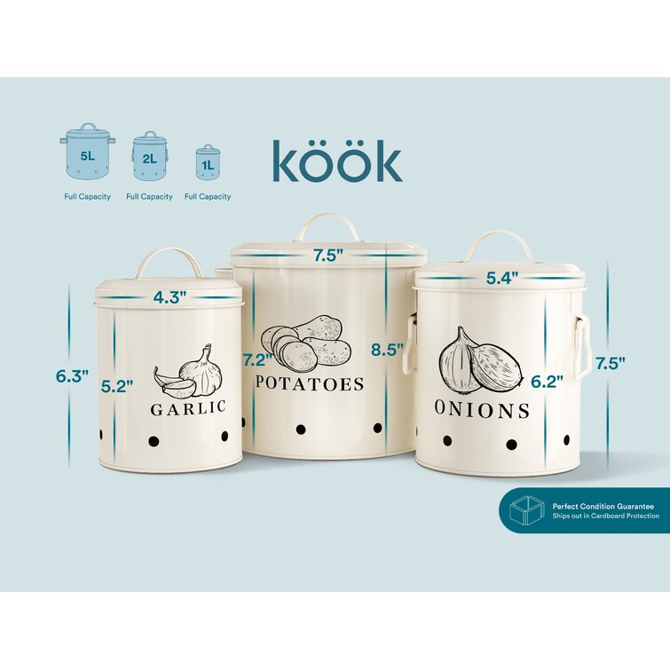 kook Potato, Onion, Garlic 3 Container Food Storage Set & Reviews