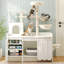 Arbre à chat 56 po tout-en-un avec bac à litière caché, tour pour chat multi-niveaux avec poteaux en sisal et rangement blanc-108643545