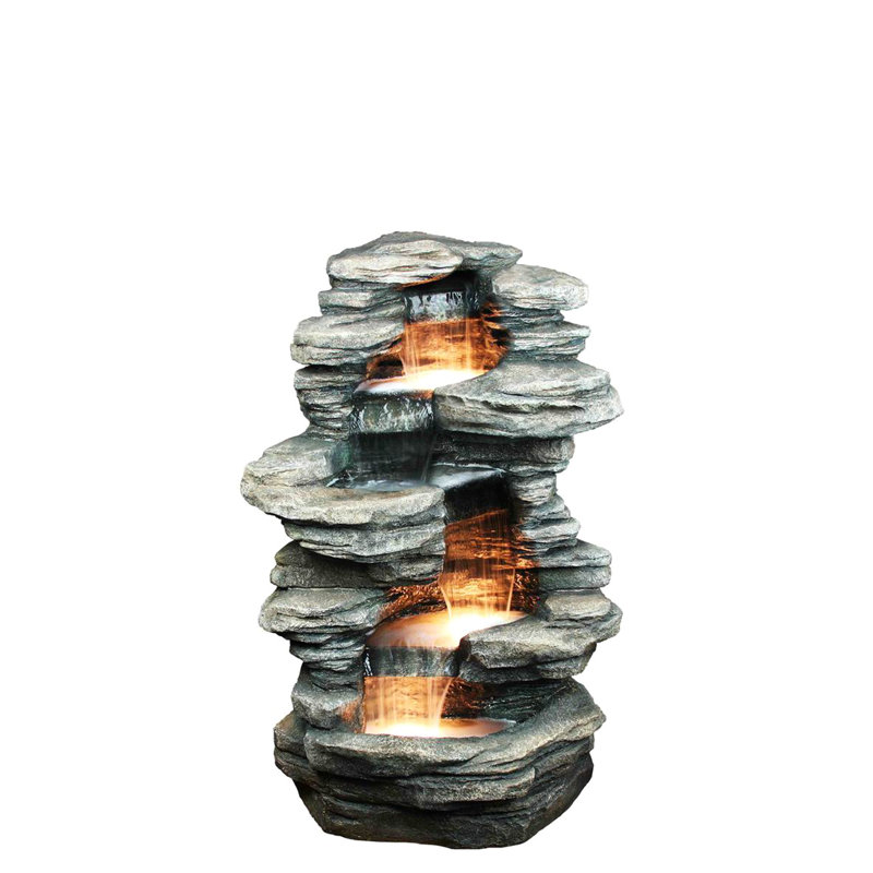Resin Rock Level Fountain with Halogen Light