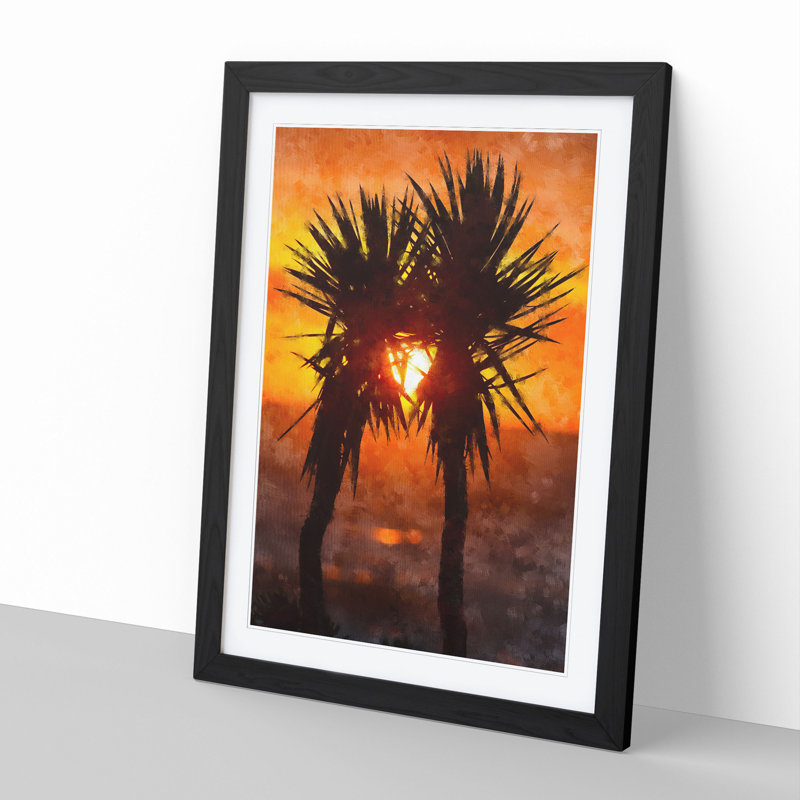Palm Trees at Sunset Vol.2 - Picture Frame Painting, 65cm H x 48cm W x 2cm D, Black Framed