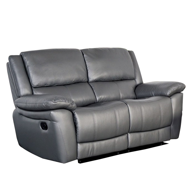 Larus Manual Loveseat, Dark Gray Leather Match, Pillow Top Arms, 60 Inch, Dark Gray