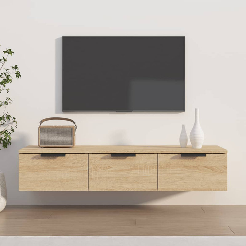 Meuble télé flottant pour téléviseur de 50 po ou moins Halimo, Chêne de Sonoma