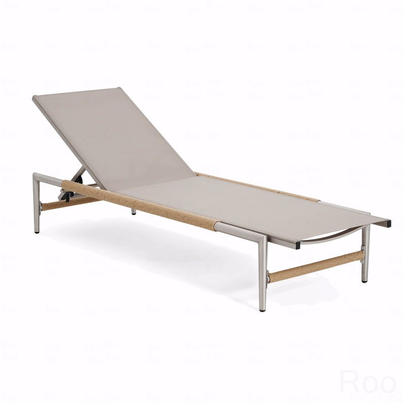 Outdoor Patio Chaise Lounge Chair, Aluminum Mesh Seat, 1Pc